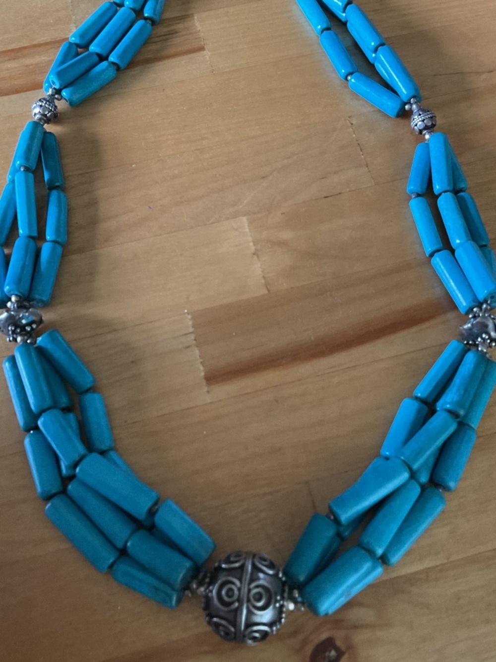 Vintage Sterling Silver 925 Genuine Blue Turquoise Beautiful Necklace